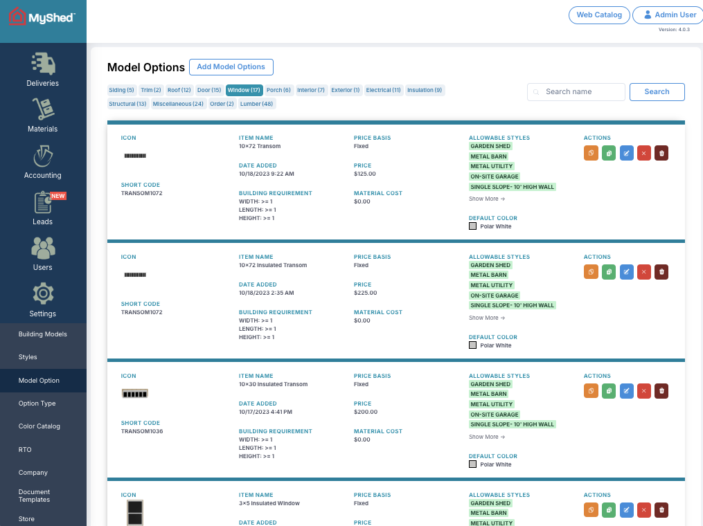 MyShed Admin Panel